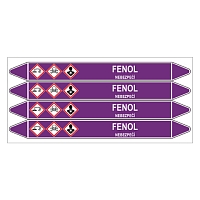 Značení potrubí, fenol,4 ks, 250 × 26 mm